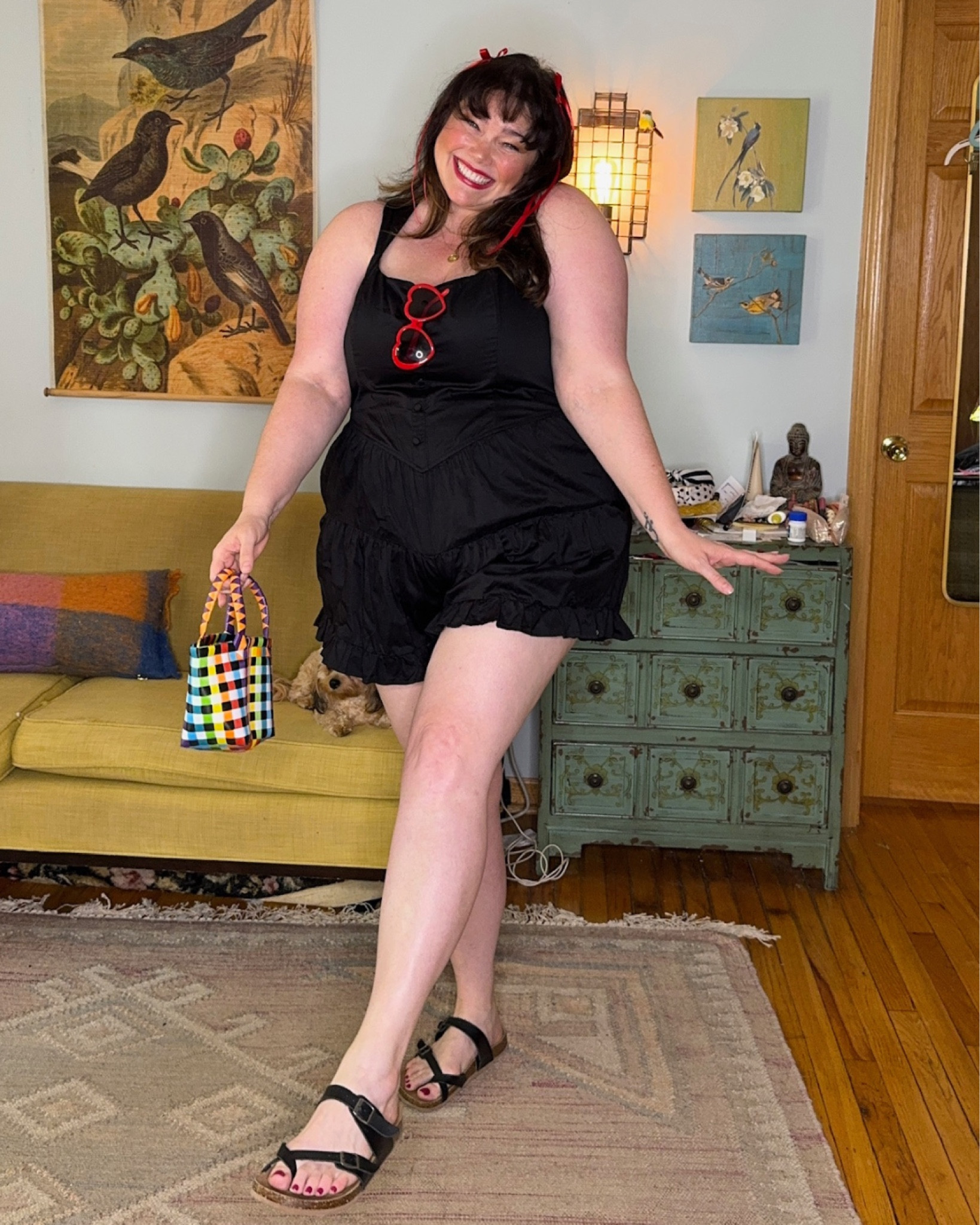 This plus size black romper from target is so cute y’all! Kept it comfy with some sandals, and added the cutest red bows, heart shaped sunglasses, and a colorful bag.

#LTKPlusSize