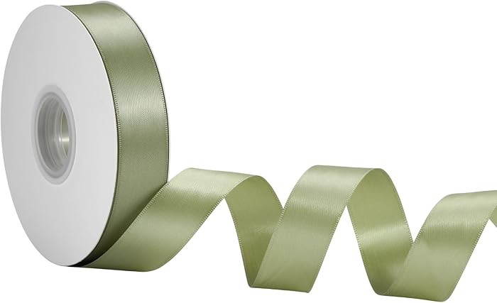 Sage Green Satin Ribbon 1 Inch x 50 Yards – Rustic Double Faced Ribbon for Wedding Favors, Gift... | Amazon (US)
