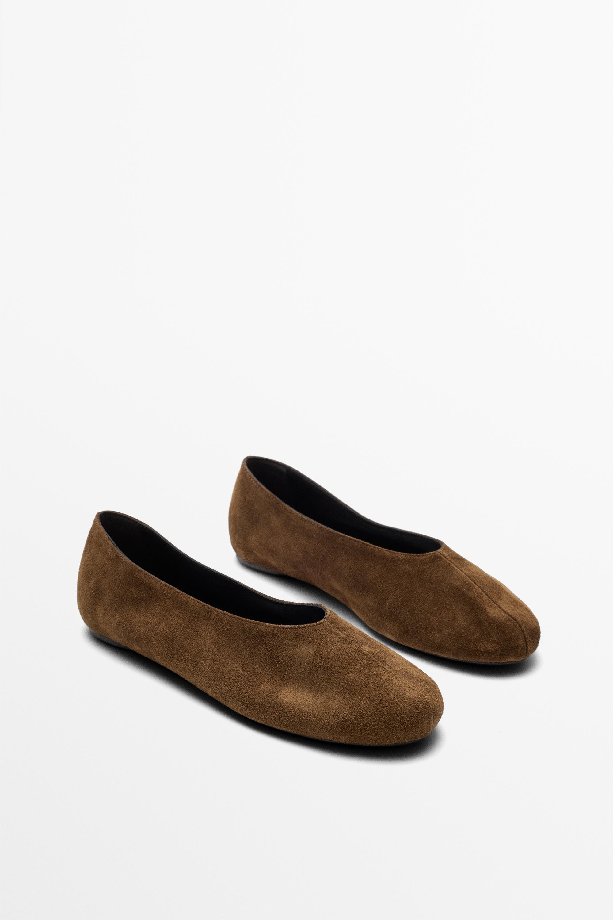 Ballerine en cro\u00fbte de cuir | Massimo Dutti FR