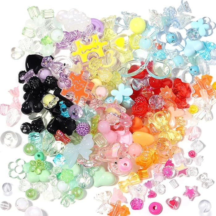 150g (170-230pcs) Aesthetic Acrylic Assorted Beads: Cute Kawaii Mix Color Beads for Jewelry Makin... | Amazon (US)