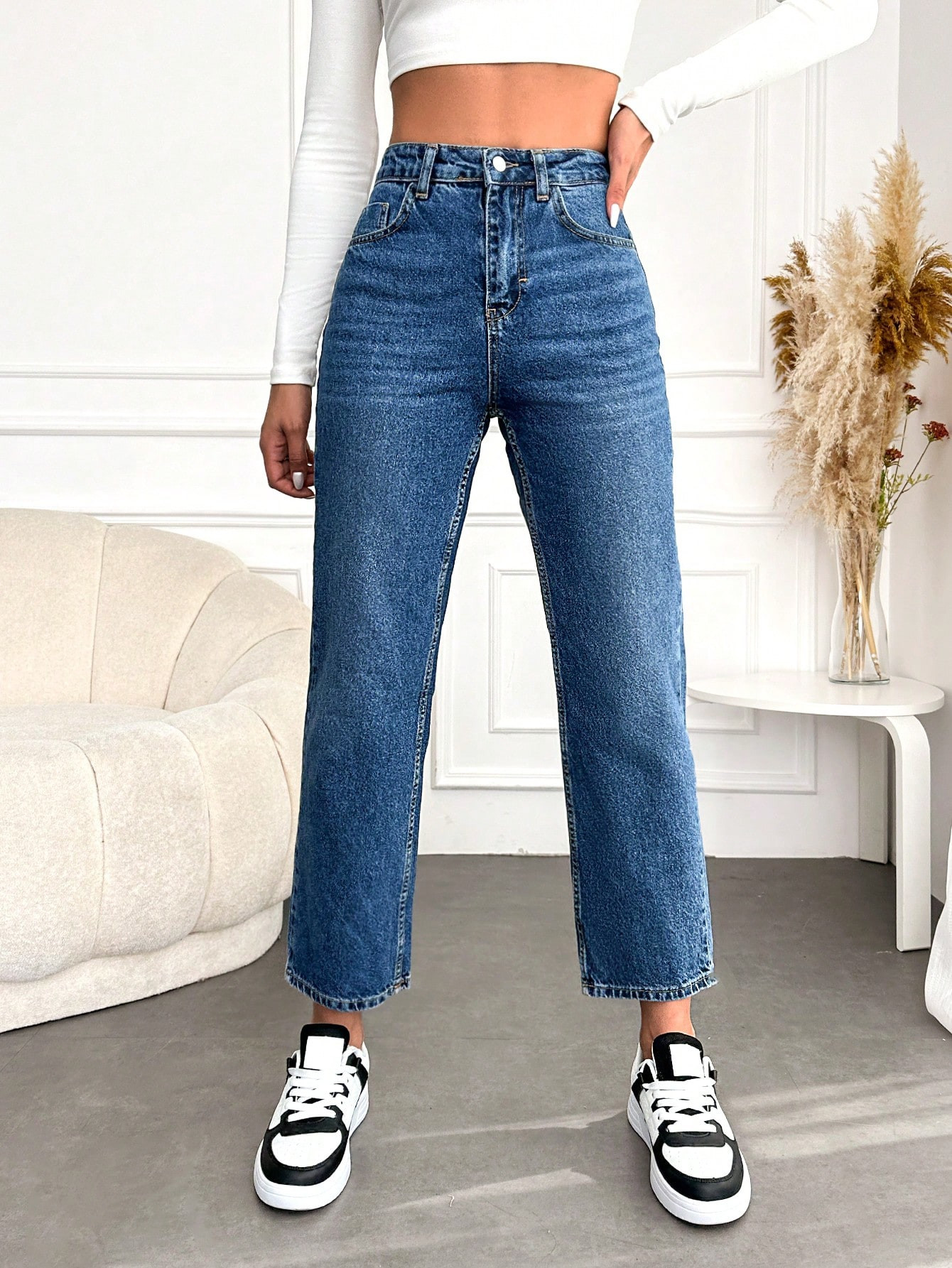Straight Leg Cropped Jeans | SHEIN