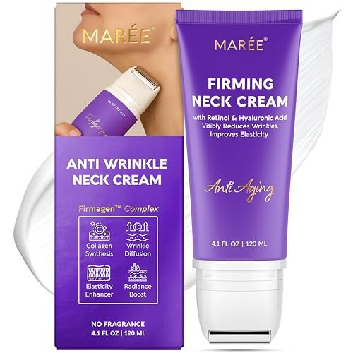 MAREE Neck Cream with Face Roller – Neck Creams For Tightening and Firming – Pro Retinol & AH-8 Firming Neck Cream Roller - Face Double Chin Wrinkle Cream for Women - Crema Reafirmante Para el Cuello | Amazon (US)