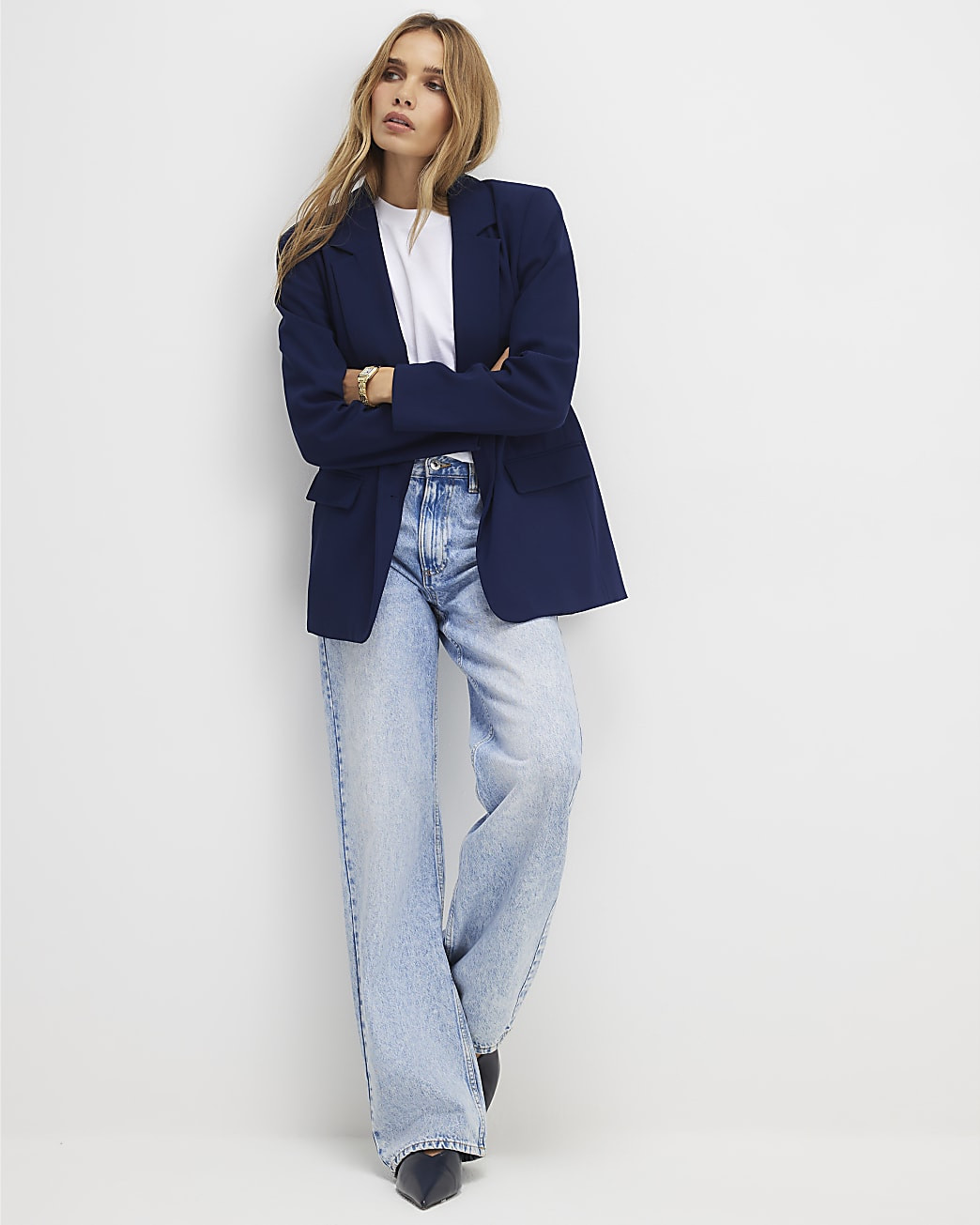 Navy Single Breasted Blazer | River Island UK & IE