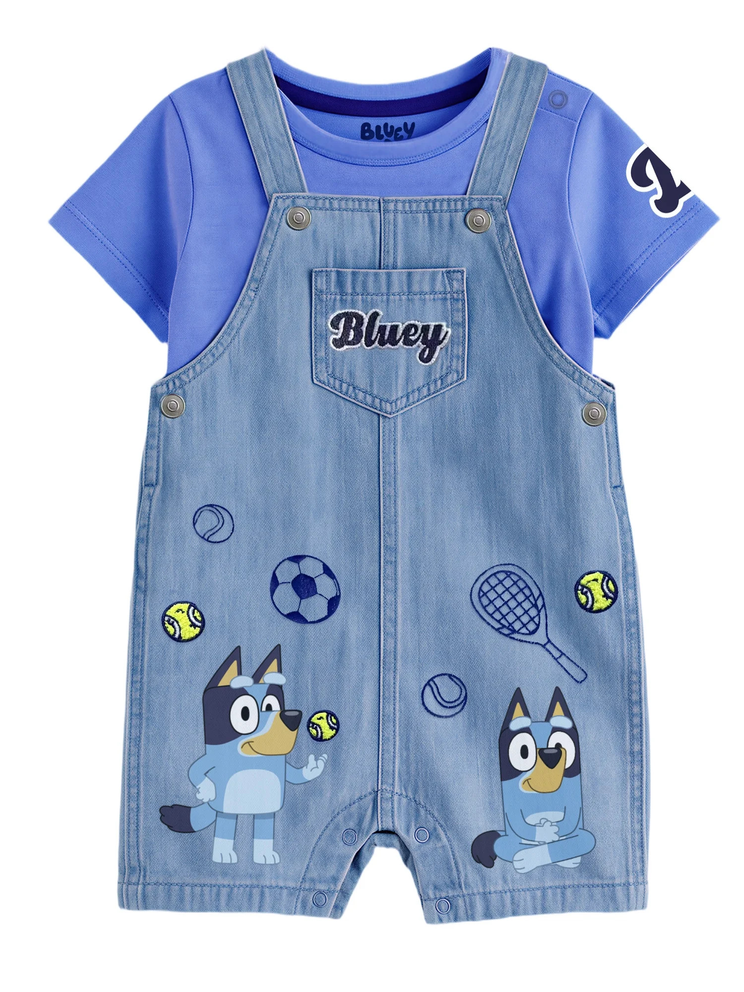 Bluey Baby Boy 2 Piece Shortall Set, Sizes 0-24 Months | Walmart (US)