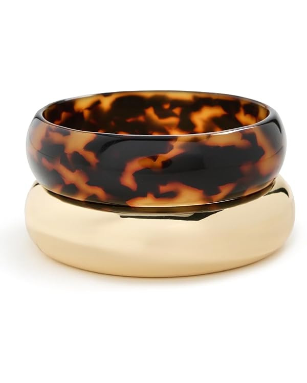 SHASHI Women's Tortoise Bangle Bracelet Set, Tortoise, Gold, Brown, One Size | Amazon (US)