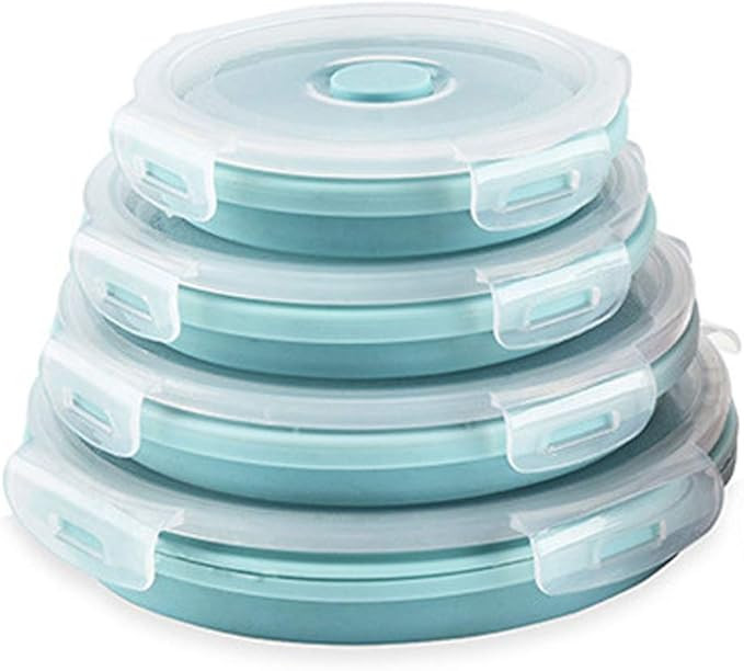 CARTINTS Silicone Collapsible Food Storage Containers-Prep/Storage Bowls with Lids – Set of 4 R... | Amazon (US)