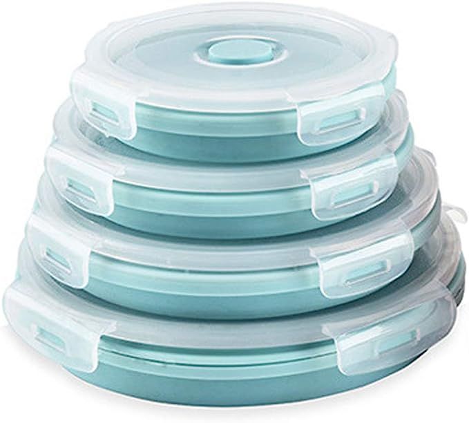 CARTINTS Silicone Collapsible Food Storage Containers-Prep/Storage Bowls with Lids – Set of 4 R... | Amazon (US)