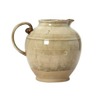 80 Oz. Beige Stoneware Pitcher with Reactive Glaze | The Home Depot