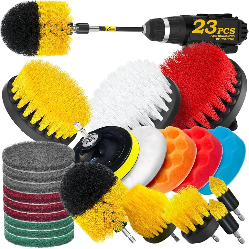 Holikme 23Pack Drill Brush Attachments Set, Scrub Pads & Sponge, Buffing Pads, Power Scrubber Bru... | Amazon (US)