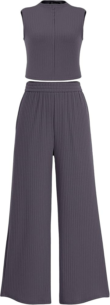 PRETTYGARDEN 2 Piece Outfits for Women Summer Casual Tank Tops and Wide Leg Pants Lounge Sets Tra... | Amazon (US)
