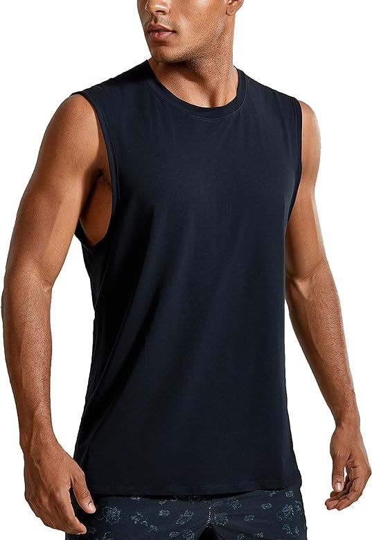 CRZ YOGA Men's Lightweight Pima Cotton Workout Tank Tops Moisture-Wicking Sleeveless Shirts Muscl... | Amazon (US)