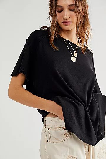 Care FP Linen Blend BF Tee | Free People (Global - UK&FR Excluded)