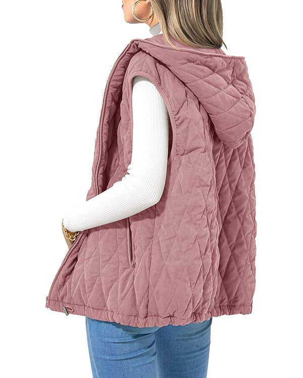 PRETTYGARDEN Women's 2025 Fall Spring Vest Casual Sleeveless Hooded Zip Up Jacket Trendy Winter C... | Amazon (US)