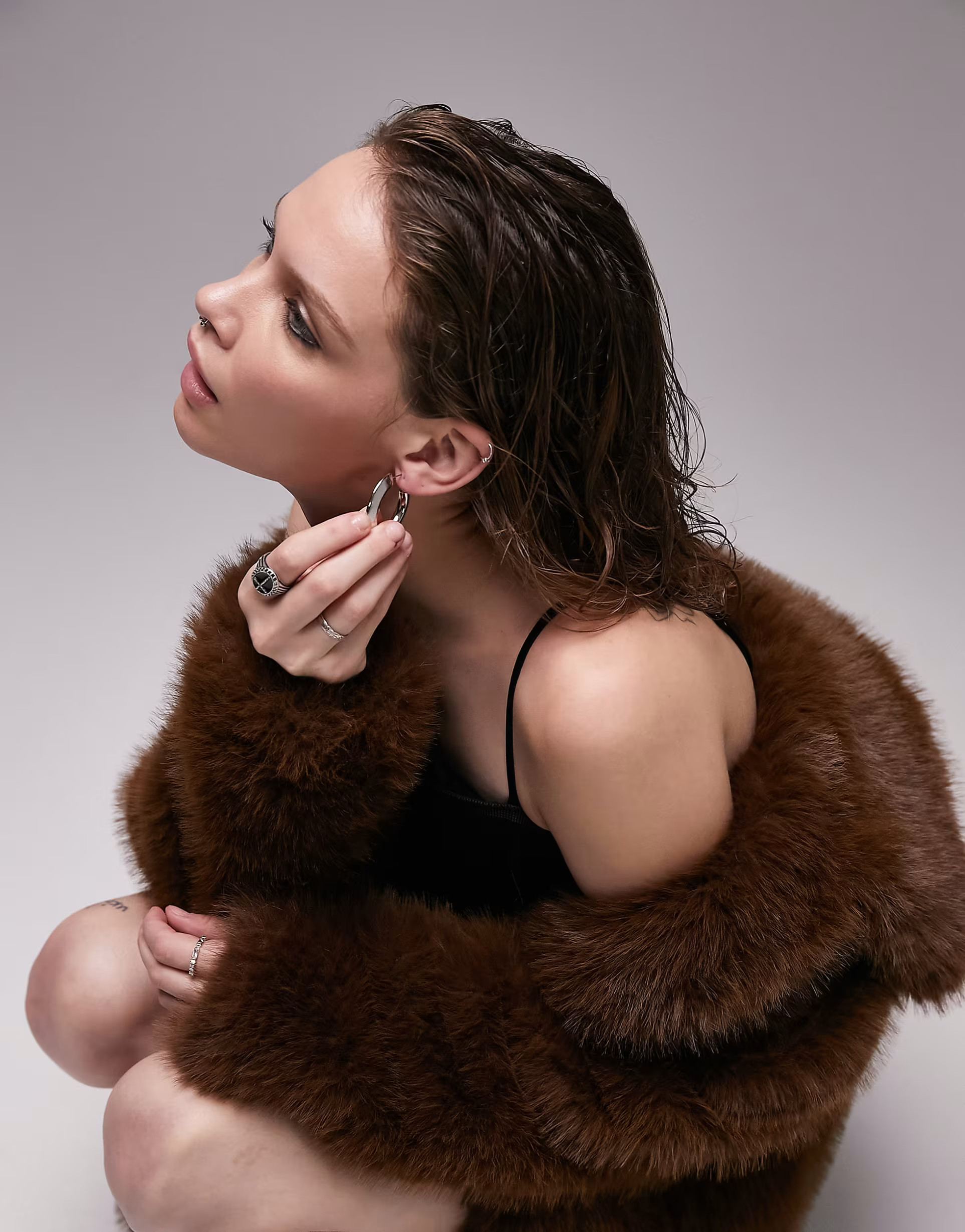 Topshop faux fur coat in chocolate | ASOS (Global)
