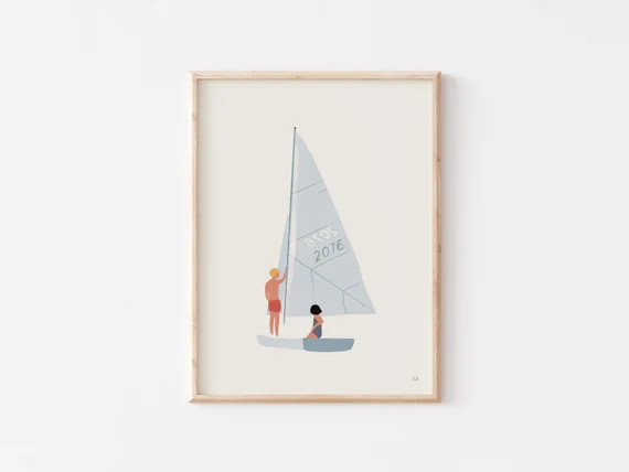 Sailboat Wall Art, Lake House Decor, Beach House Gift, Nautical Coastal Art Print | Etsy (US)
