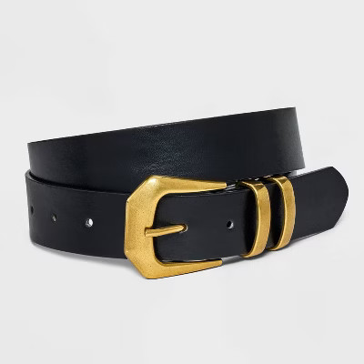 Women's Sculpted Metal Buckle Belt - Universal Thread™ Black L: Solid Pattern, 44" Length | Target