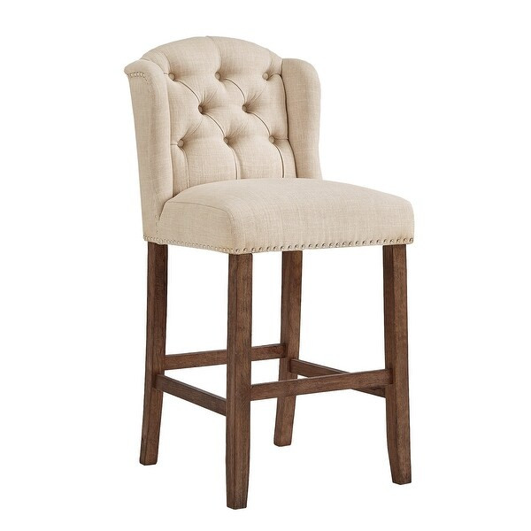 The Gray Barn Larken Tufted Linen Upholstered Stool (Set of 2) - 24" Beige Linen | Bed Bath & Beyond