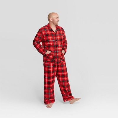 Men's Plaid Holiday Notch Collar Pajama Set - Wondershop™ Red | Target