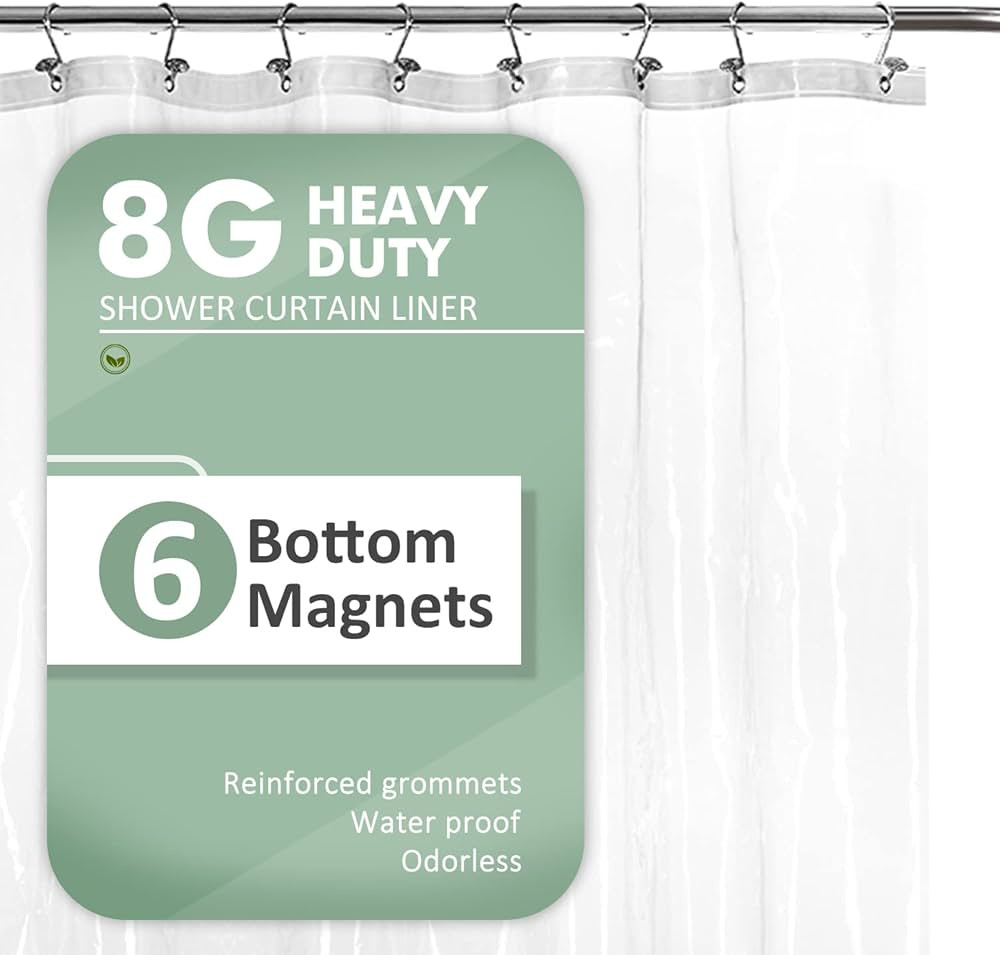 Barossa Design Extra Long Shower Curtain Liner with 6 Magnets - 84 Inch Length, 8G Heavy Duty PEV... | Amazon (US)