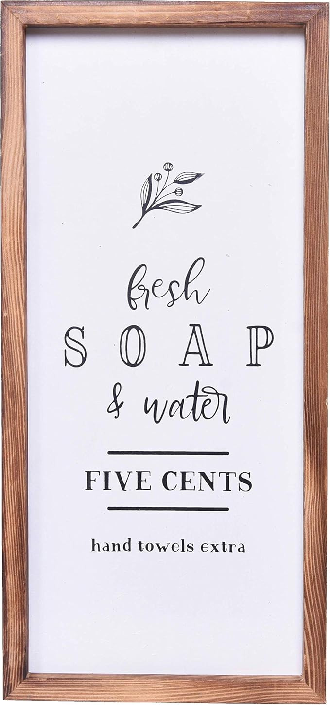 Farmhouse Bathroom Decor - Modern Rustic Wall Art Home Decor - Fresh Soap and Water - Cute and Fu... | Amazon (US)