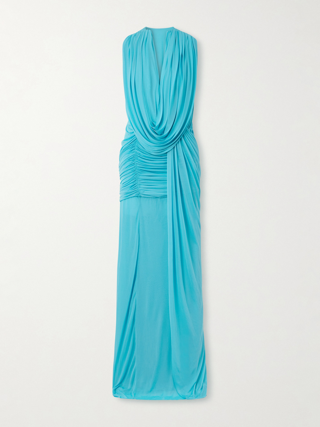 Christopher Esber - Ripple Draped Ruched Mesh Gown - Blue | NET-A-PORTER (US)