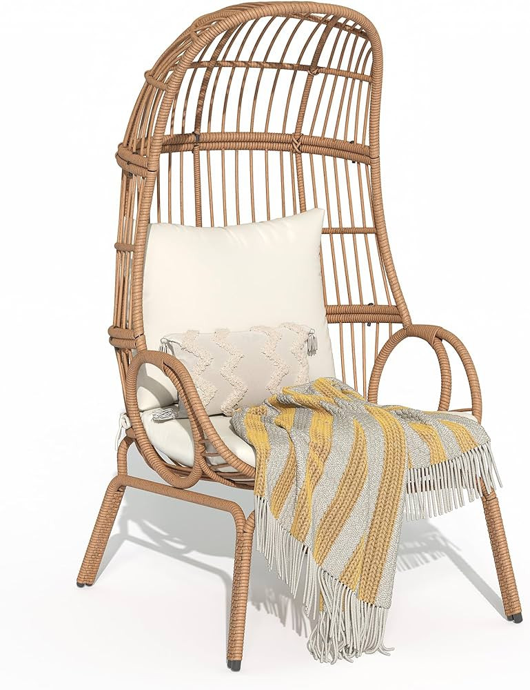 YITAHOME Outdoor Narrow Egg Chair Wicker, Patio Rattan Basket Chair with 370lbs Capacity Indoor E... | Amazon (US)
