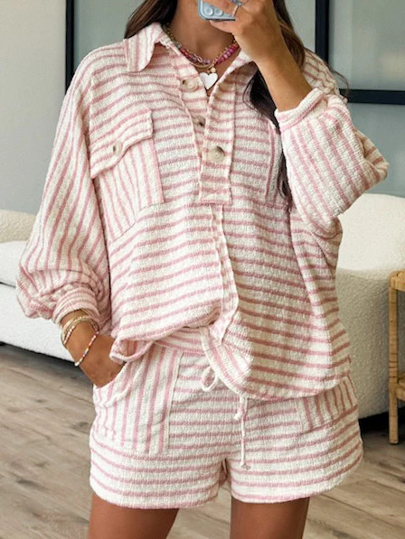 Lettie Oversized Henley | Pink Stripe | Talulah