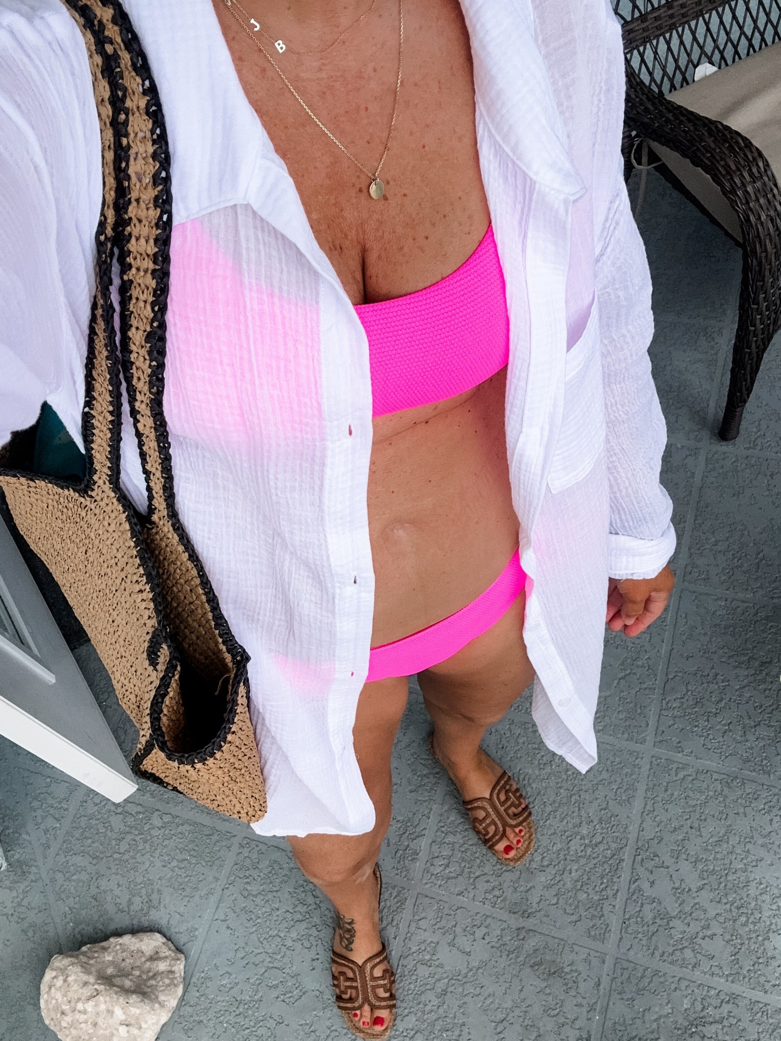 Day 1 pool look! I love this bathing suit! It’s so comfy, flattering and the color is a 10/10. I’m in a large top and XL bottoms. They’re full coverage too! Medium gauze top. It’s so soft and inexpensive! Sandals are true to size. @VETCHY @Target 

#LTKdayinmylife #LTKootd #LTKTravel