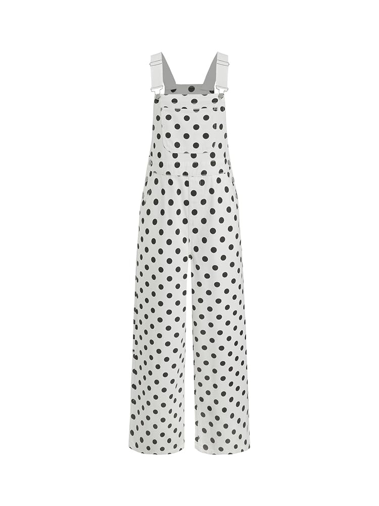 CIDER Overalls for Women Denim Leopard Pocket Buckle Up Wide Leg Jumpsuit | Amazon (US)