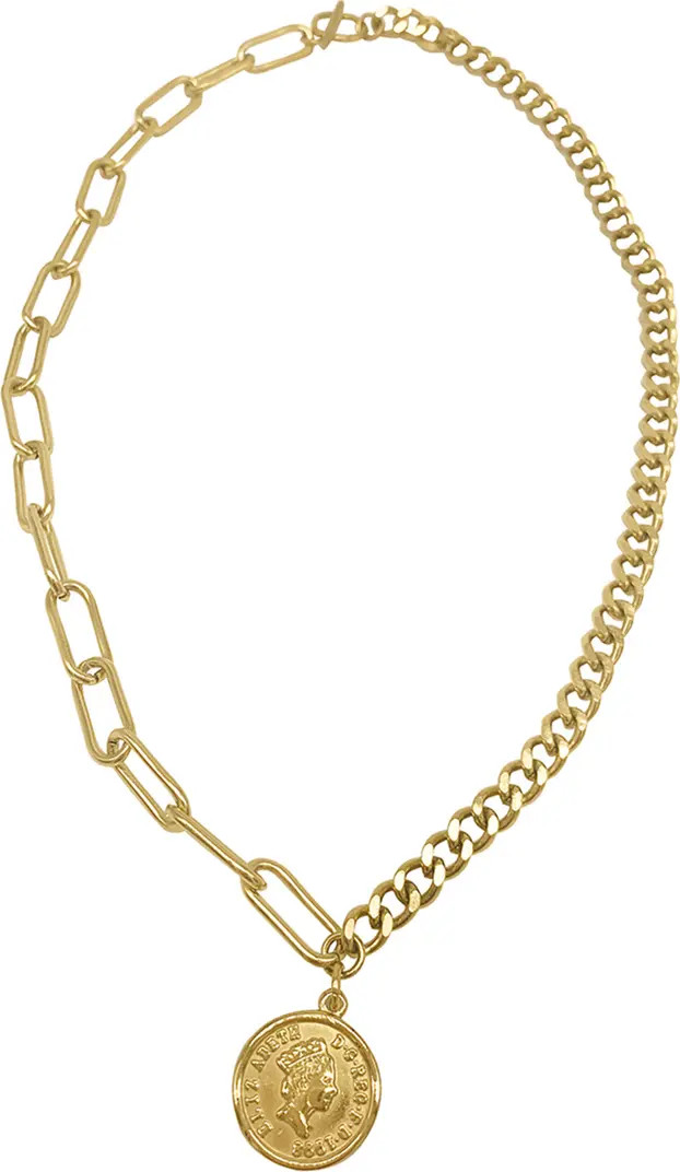 Water Resistant Mixed Chain Coin Necklace | Nordstrom Rack