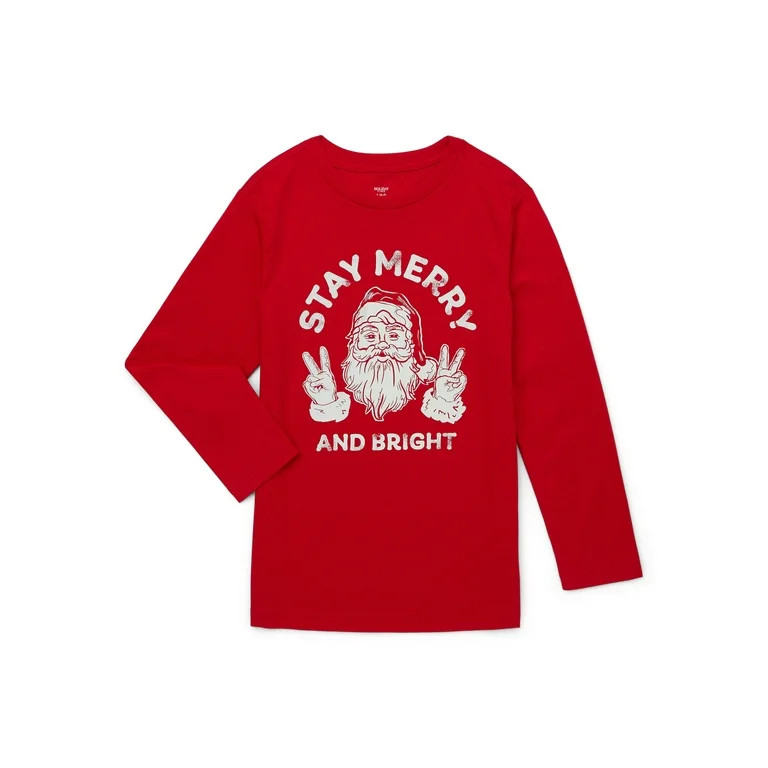 Holiday Time Boys Christmas Long Sleeve T-Shirt, Sizes 4-18 & Husky | Walmart (US)