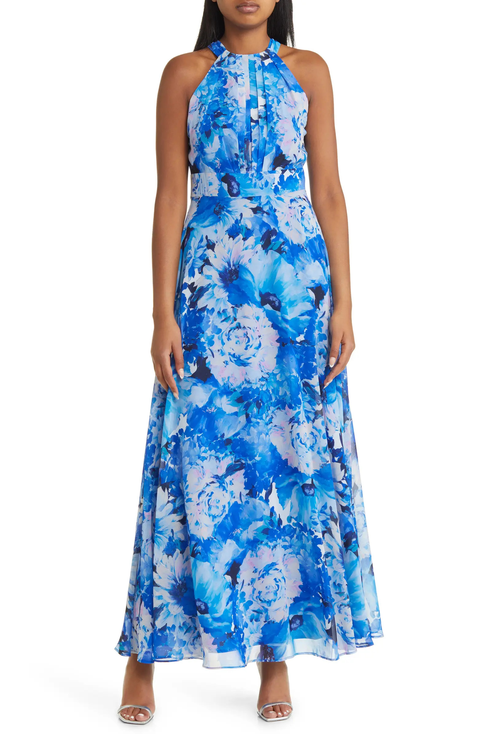 Floral Halter Neck Chiffon Maxi Dress | Nordstrom