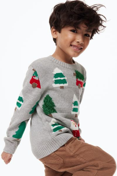 Interactive-design Sweater - Light grey/Santas - Kids | H&M US | H&M (US + CA)