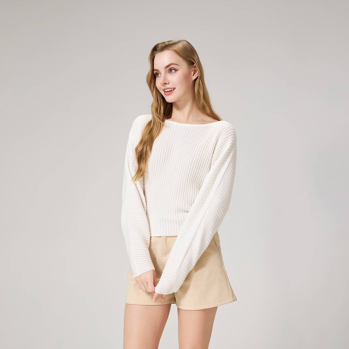 Women's Long Sleeve Ribbed Boat Neck Sweater - A New Day™ White M/L | Target