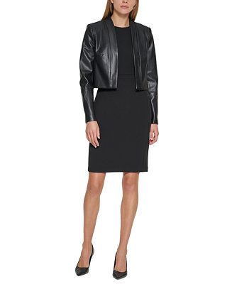 Calvin Klein Women's Faux-Leather Shrug - Macy's | Macy's