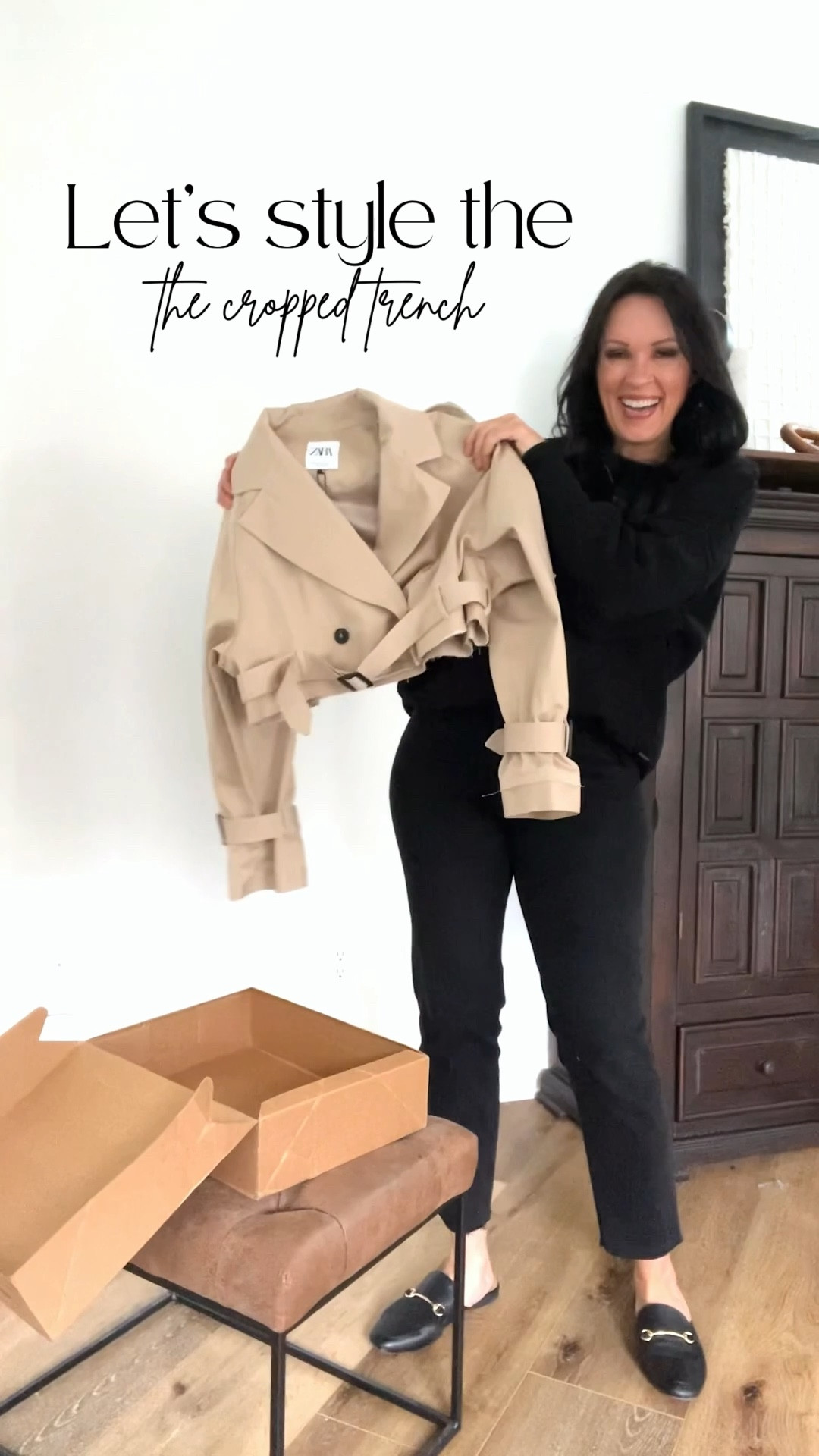 Love it or hate it, styling the cropped trench from Zara!

Sizing-
Trench- Zara, wearing small
Look 1:
Joggers-medium
Bodysuit-medium
Look 2:
Cami-small
Jeans-old Zara
Look 3:
Trousers-TTS, wearing 6
Button down-small 
Look 4:
Button down-small
Jeans-thrifted
Look 5:
Tank-small
Flare jeans-Spanx, wearing medium. Use code TRACYXSPANX for 10% off.

#LTKstyletip #LTKunder50