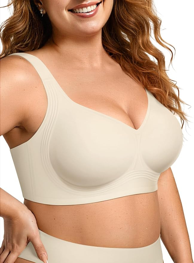 OEAK Womens Wireless Jelly Bra Plus Size Supportive Seamless Bras Full Coverage Push Up Comfortab... | Amazon (US)