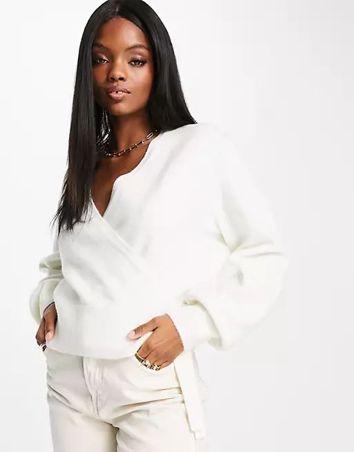 & Other Stories recycled wrap cardigan in white | ASOS | ASOS (Global)