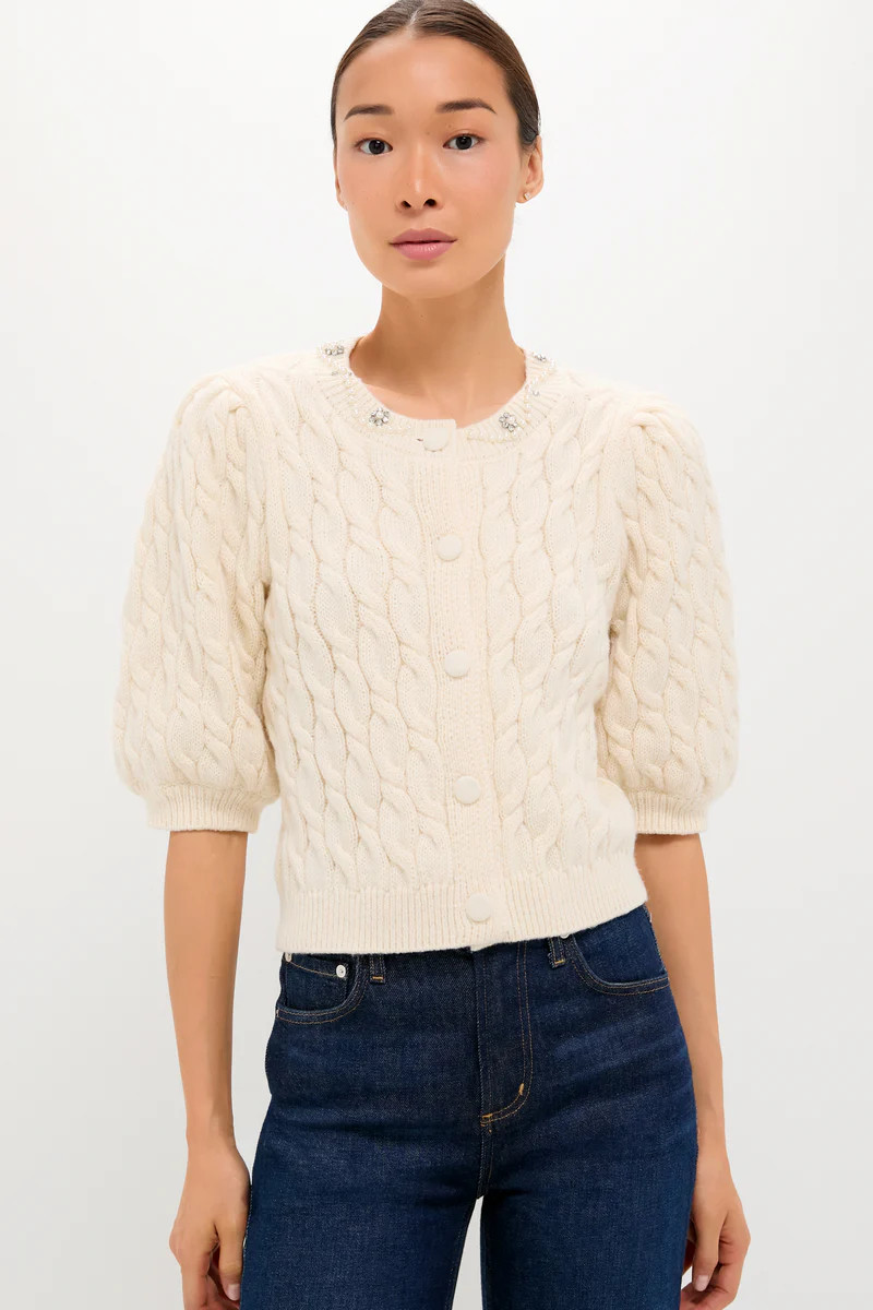 White Embellished Hadley Cardigan | Tuckernuck (US)