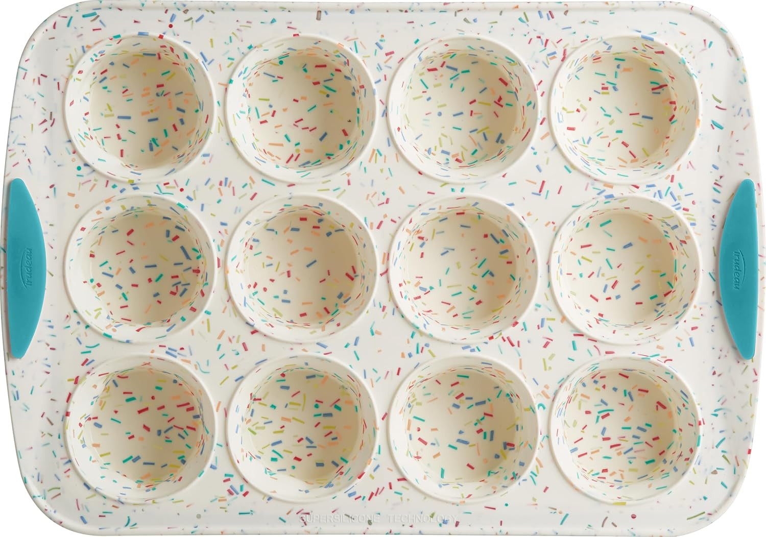 Trudeau Structured Silicone Muffin Pan, 12 Cup Confetti/Aqua, Steel-Reinforced Rim, BPA-Free Nons... | Amazon (US)