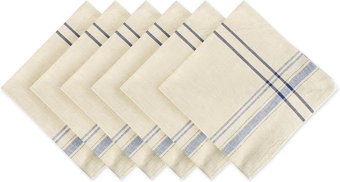 DII 100% Cotton, Oversized Basic Everyday 20x20 Napkin Set of 6, Nautical Blue French Stripe | Amazon (CA)