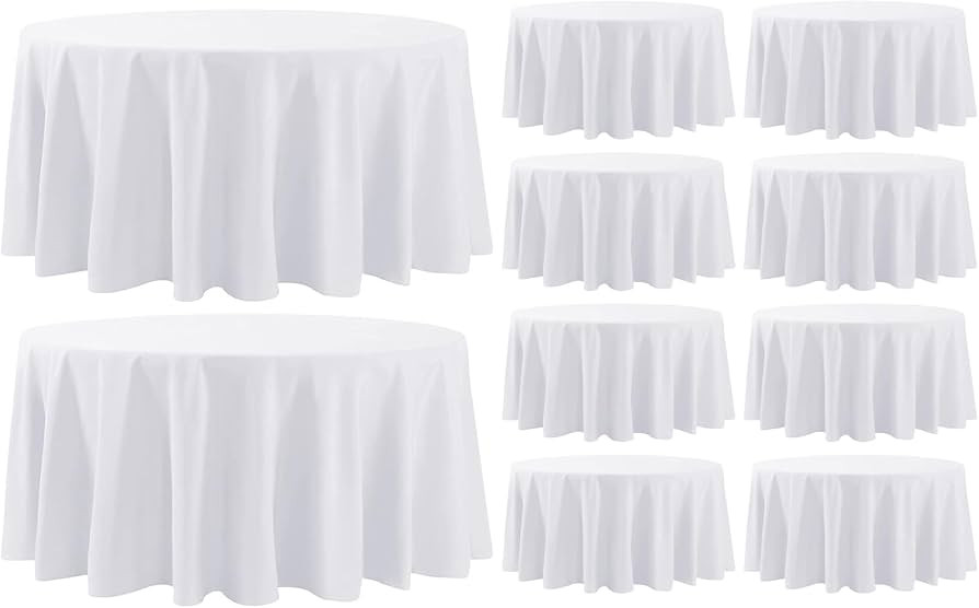 10 Pack White Round Tablecloth 120 Inch Tablecloths Stain Resistant Decorative Washable Polyester... | Amazon (US)