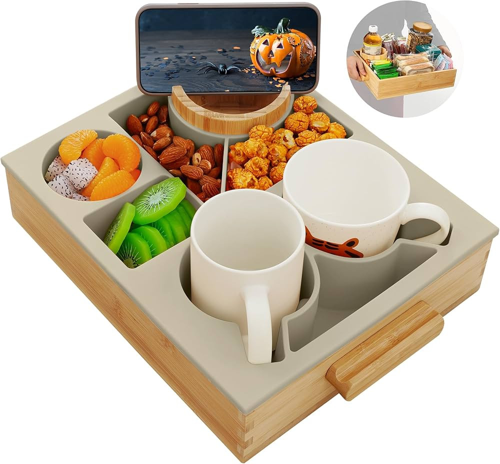 Nnewvante Couch Cup Holder,8 in 1 Divided Serving Tray with Handle for Sofa Bed RV Car Organizer ... | Amazon (US)