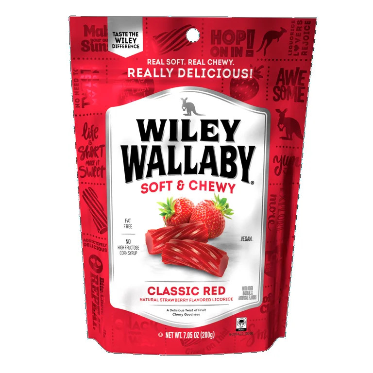 Wiley Wallaby Classic Red, Strawberry Flavored Licorice Candy, 7.05 oz. Resealable Bag | Walmart (US)