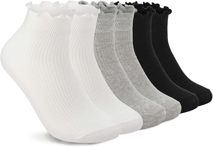 DarkCom Women Socks Ruffled Design, Cute Ankle Socks Super Soft Breathable Cool Frilly Socks For ... | Amazon (US)
