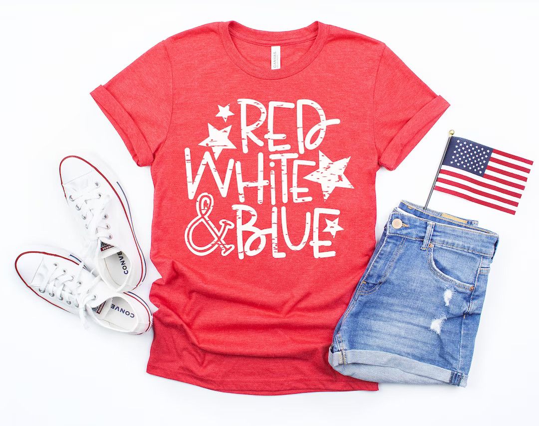 Red White Blue Shirt, Stars and Stripes, July 4th Shirt, 4th of July Shirt, Unisex Tshirt, Kids J... | Etsy (US)