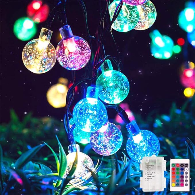 Metaku Outdoor String Lights Battery Operated 16.4ft 50LED Fairy Lights with Remote Waterproof In... | Amazon (US)