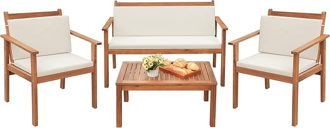 Greesum 4 Piece Bistro Patio Furniture Outdoor Chat Chair Set with Water Resistant Cushions and C... | Amazon (US)