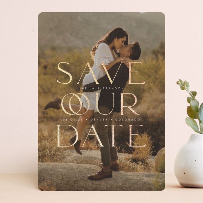 "most important" - Customizable Foil-pressed Save The Date Cards in Beige by Helen Halik. | Minted