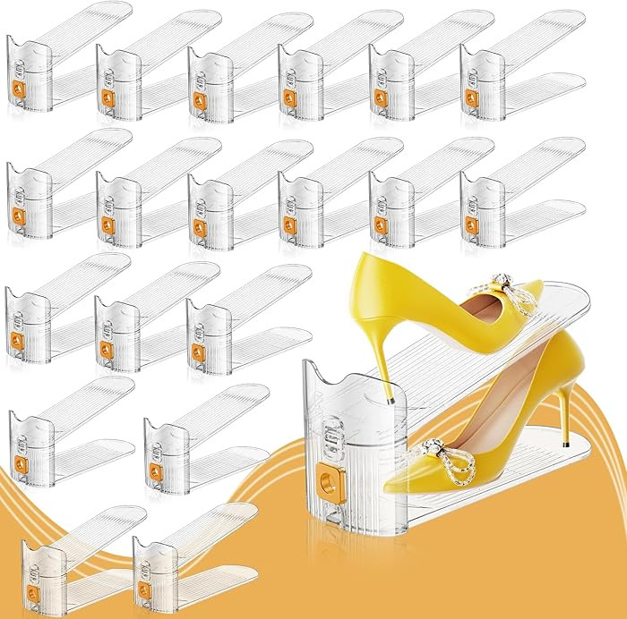 Shoe Slots Organizer for Closet, Shoe Stacker Organizer Double Layer Stack Shoe Rack, Shoe Displa... | Amazon (US)